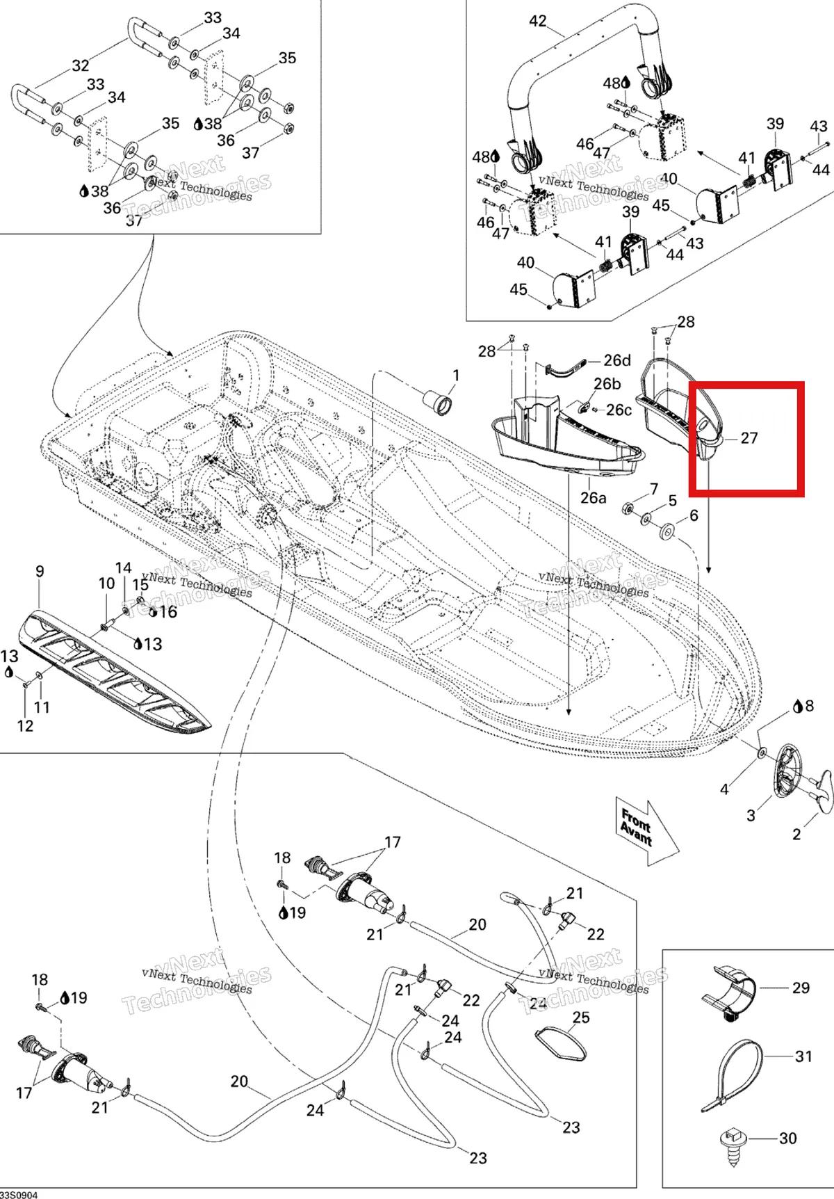 Деталь 292001307 на схеме узла 2009 Sea-Doo RXT 215 Hull