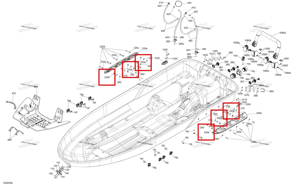 Схема применяемости: Проставка Sponson Sea-Doo GTX (2016) (292001349)