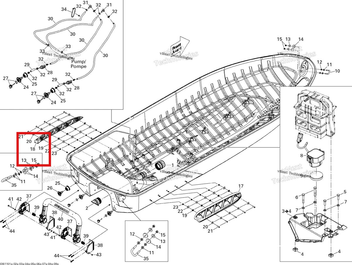 Деталь 292001377 (Левый Sponson Sea-Doo GTX 215 (2012) (292001377)) на схеме узла , (17CS) Hull 1