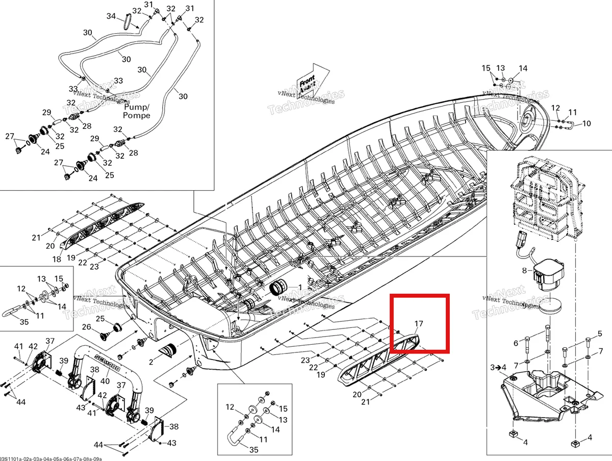 Деталь 292001378 (Правый Sponson Sea-Doo GTX 215 (2012) (292001378)) на схеме узла , (17CS) Hull 1