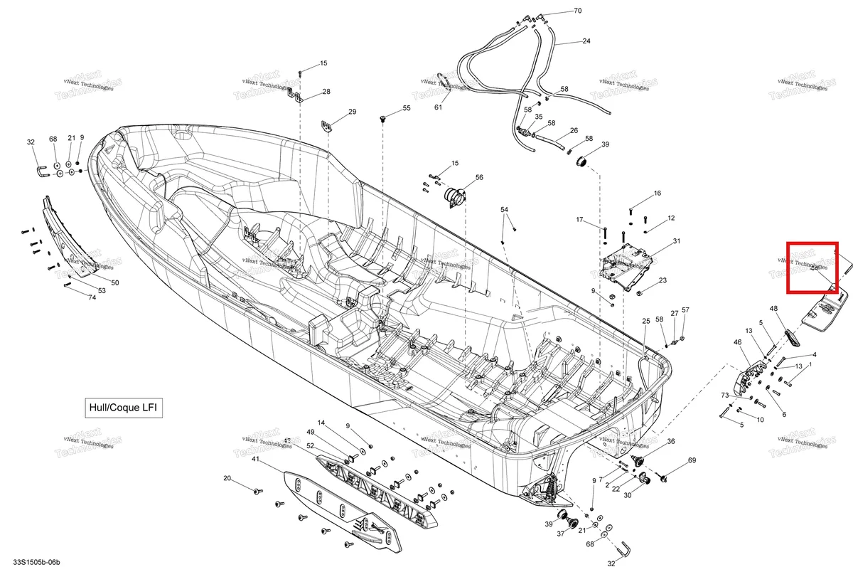 Схема применяемости: Левый облицовка TAB Sea-Doo RXT (2016) (292001460)