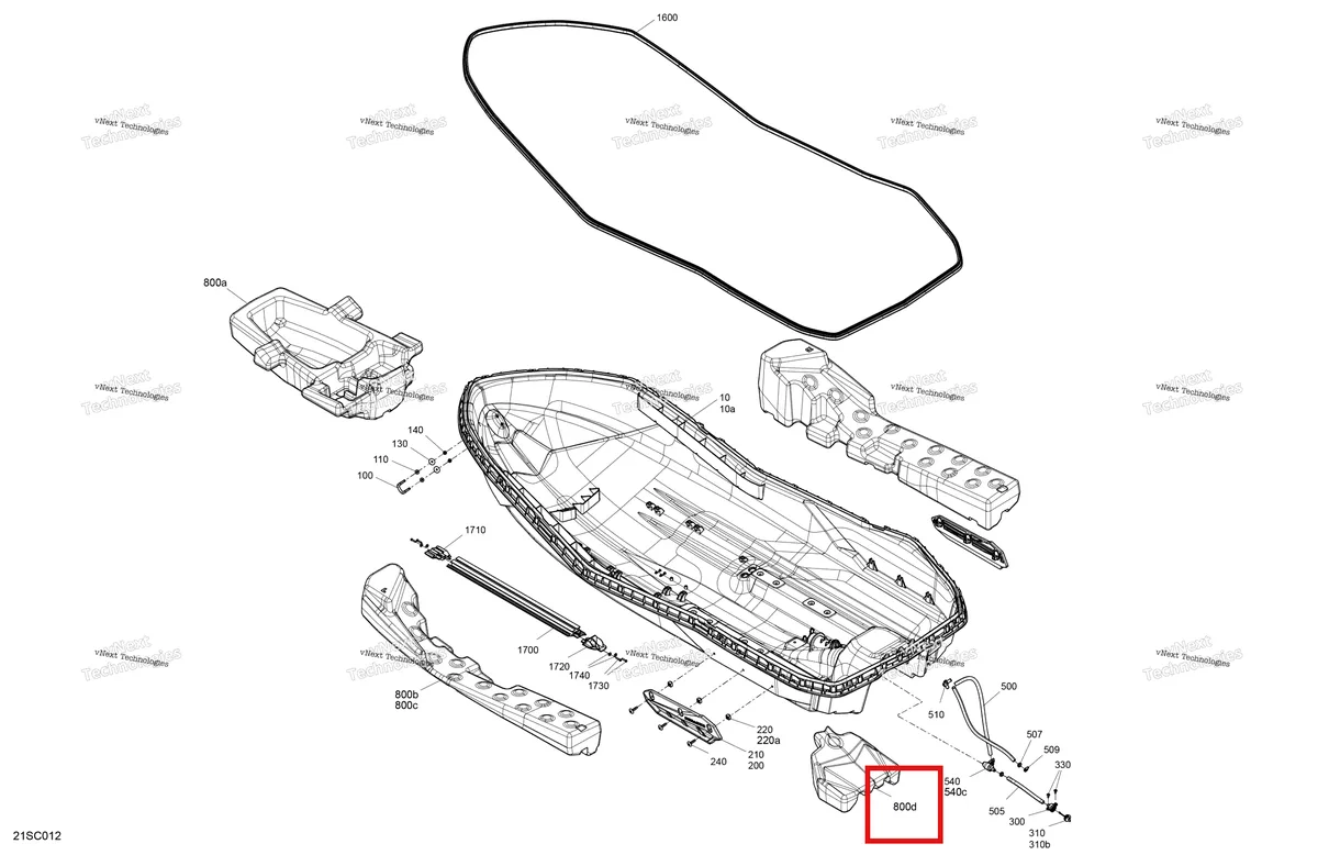 Схема применяемости: Задний поплавок Sea-Doo Spark (2016) (292001469)