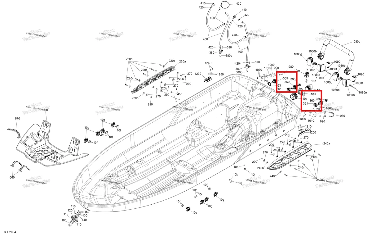 Схема применяемости: Слив в сборе Sea-Doo RXP (2016) (292001580)