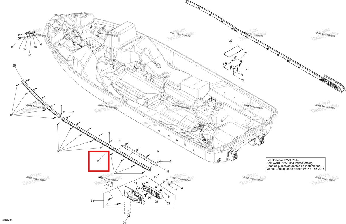 Деталь 292001657 на схеме узла 2018 Sea-Doo SAR 155 Hull
