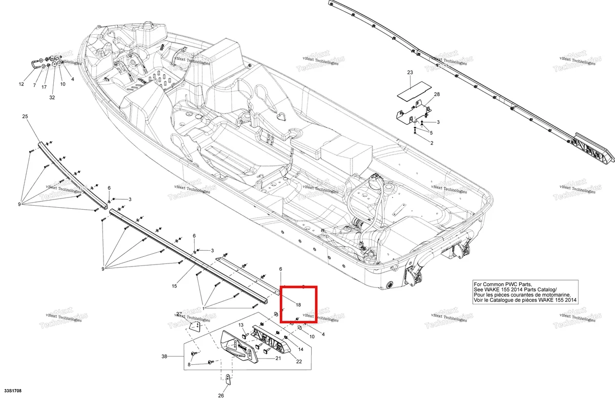 Деталь 292001668 на схеме узла 2018 Sea-Doo SAR 155 Hull