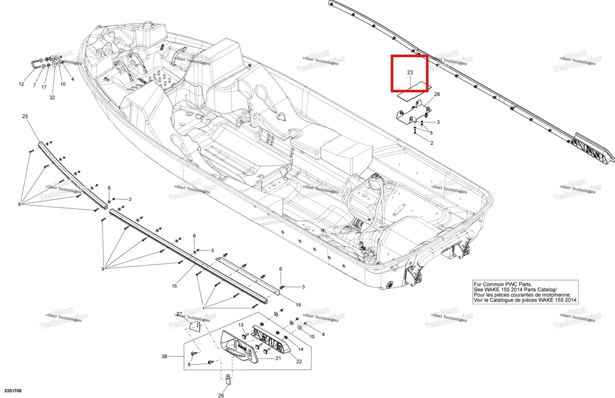 Деталь 292001743 на схеме узла 2018 Sea-Doo SAR 155 Hull