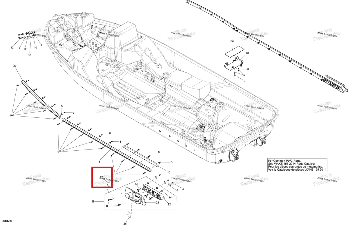 Деталь 292001805 на схеме узла 2018 Sea-Doo SAR 155 Hull