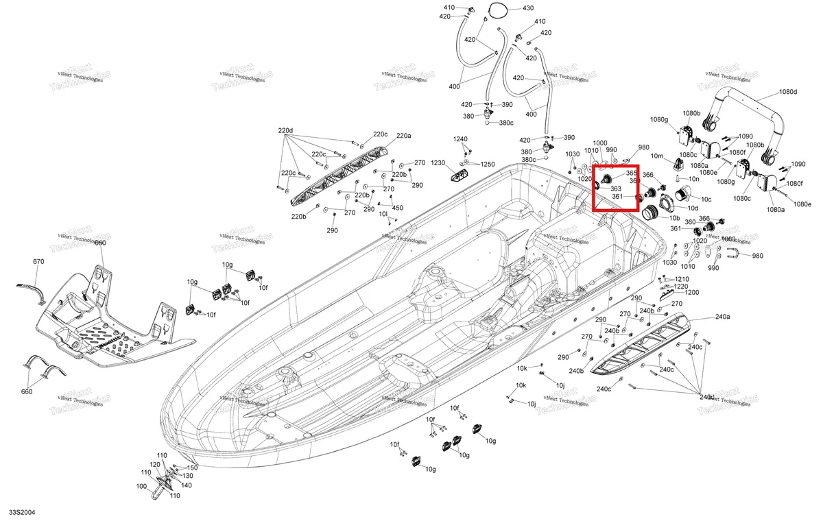Схема применяемости: Пластиковый гайка Sea-Doo RXP 300 (2018) (292001825)