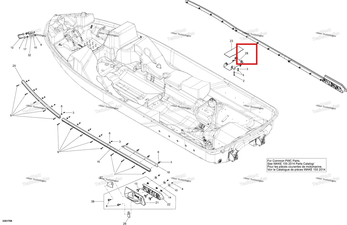 Деталь 292001836 на схеме узла 2018 Sea-Doo SAR 155 Hull