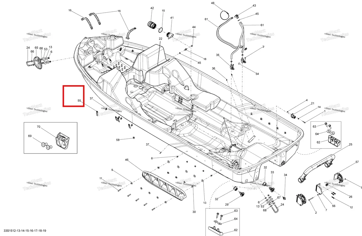 Деталь 292001838 на схеме узла 2015 Sea-Doo GTS 130 & RENTAL Hull Acmp