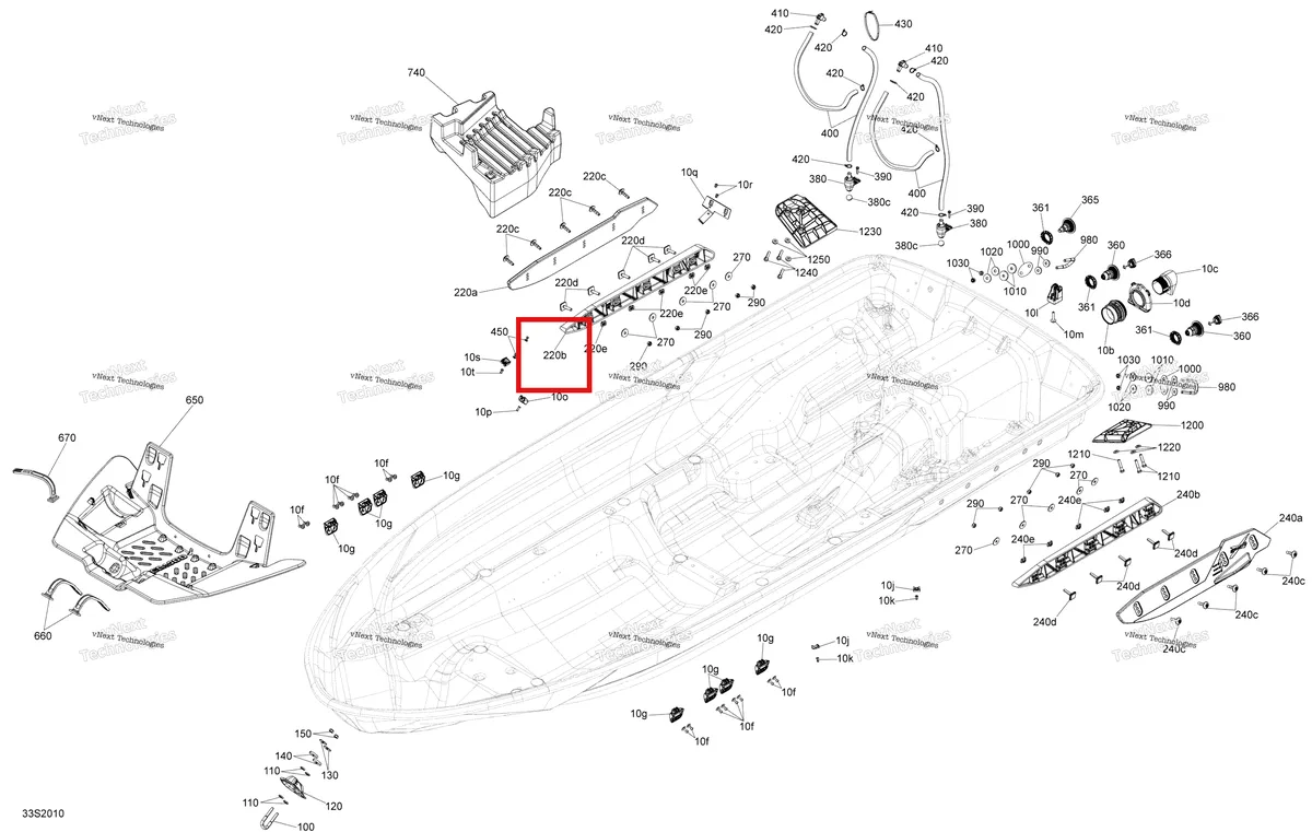 Деталь 292001873 (Правый проставка Sponson Sea-Doo RXP (2016) (292001873)) на схеме узла 2020 Sea-Doo RXP 300 Hull