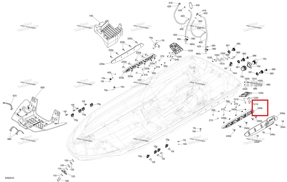 Деталь 292001874 (Проставка Sponson левый Sea-Doo RXP (2016) (292001874)) на схеме узла 2020 Sea-Doo RXP 300 Hull