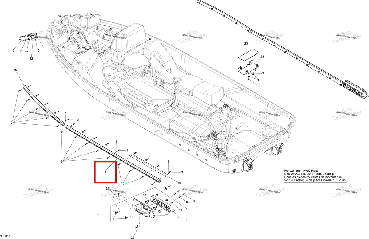 Деталь 292001889 на схеме узла 2015 Sea-Doo SAR 155 Hull