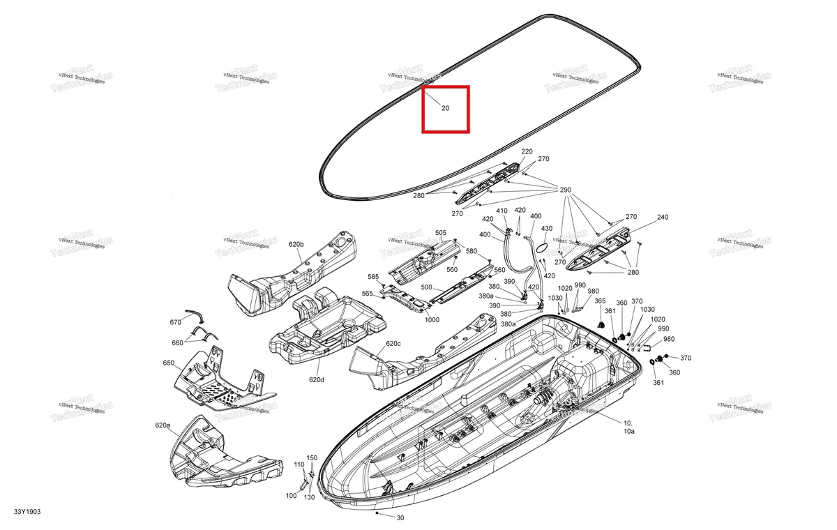 Деталь 292001940 на схеме узла 2019 Sea-Doo GTI 155 Hull