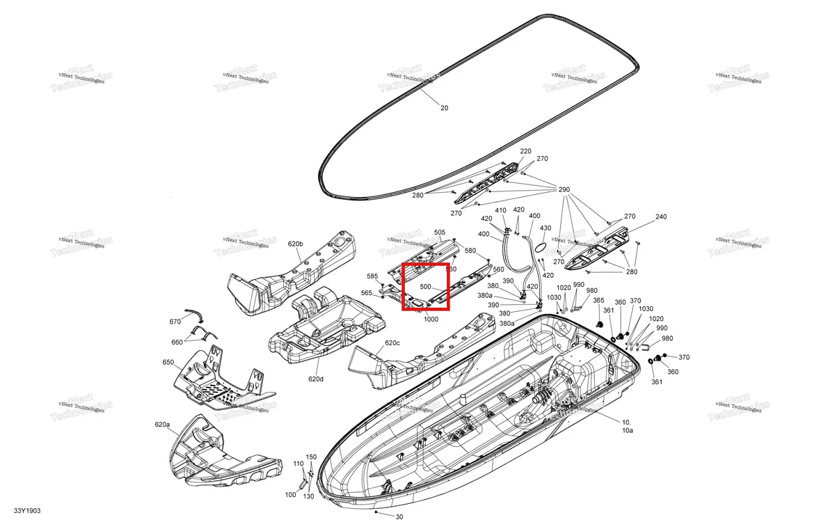 Деталь 292001943 на схеме узла 2019 Sea-Doo GTI 155 Hull