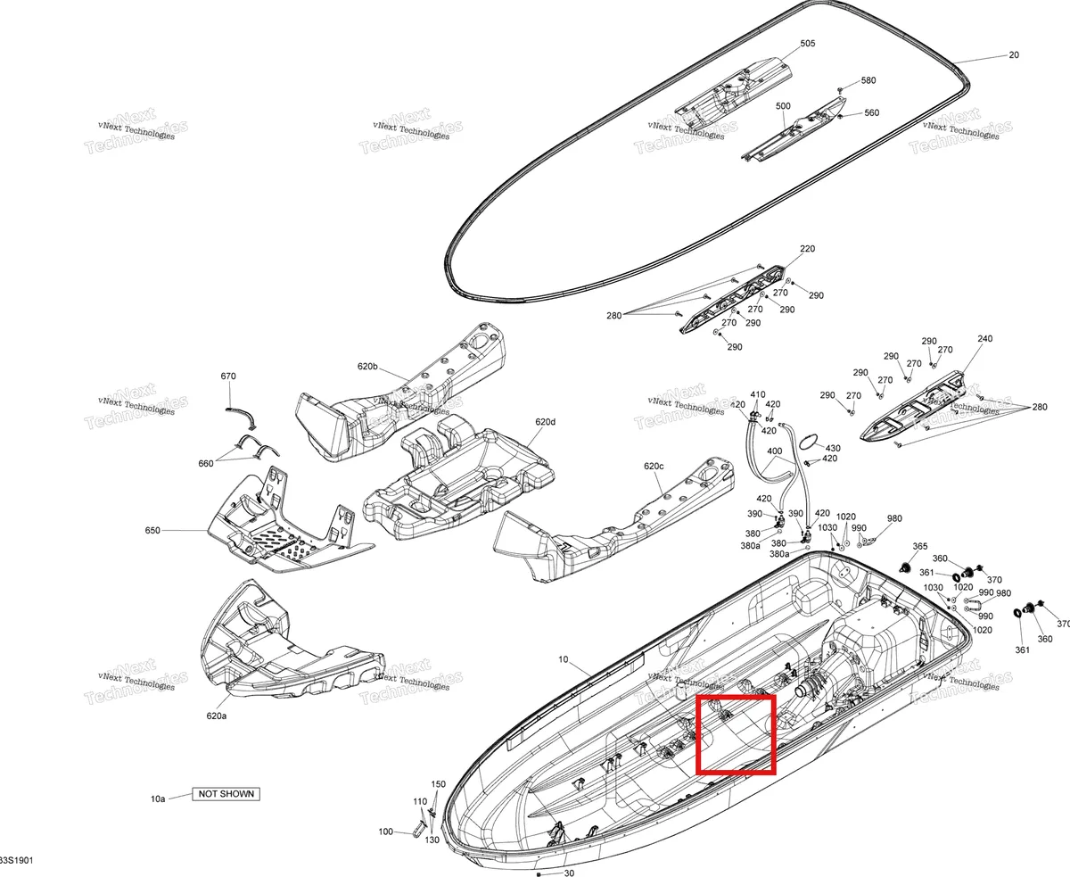 Деталь 292001948 на схеме узла 2019 Sea-Doo GTI 130 Hull