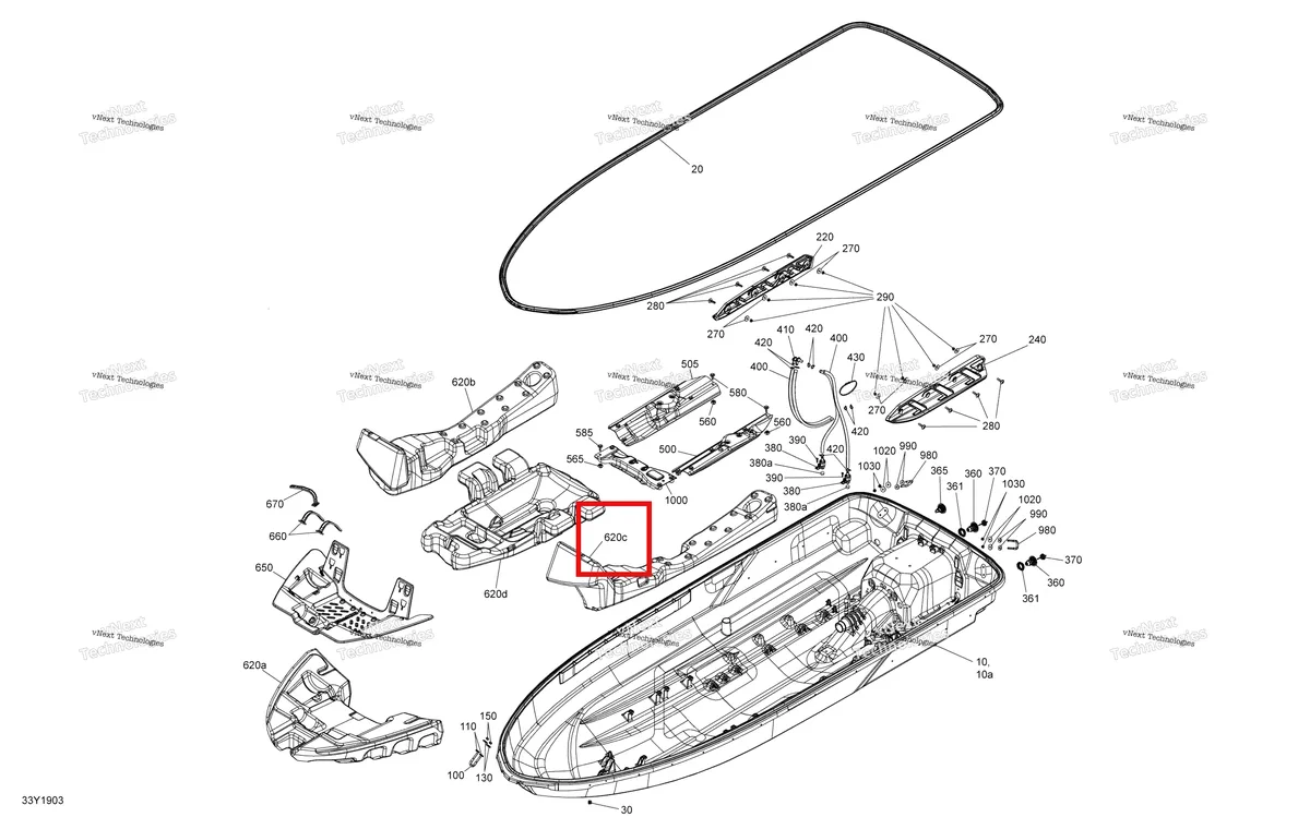 Деталь 292001949 на схеме узла 2019 Sea-Doo GTI 155 Hull