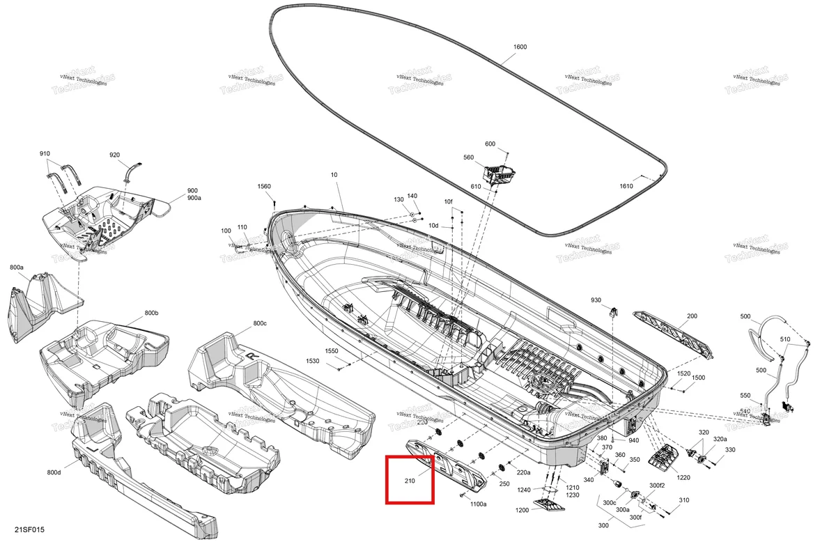 Деталь 292001954 на схеме узла 2026 Sea-Doo GTI - 170 - SE - 30TF - Teal Blue Metalic Body - Hull