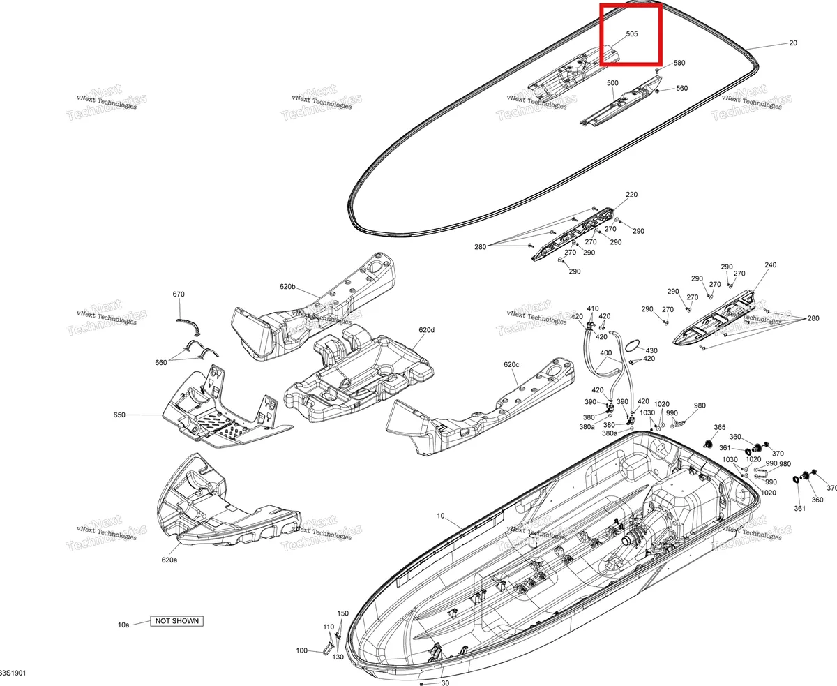 Деталь 292001965 на схеме узла 2019 Sea-Doo WAKE 155 Hull