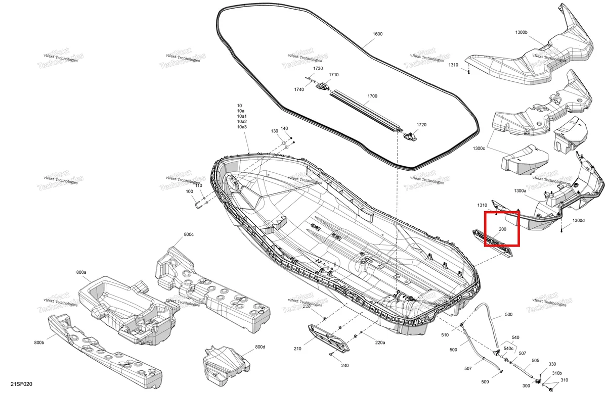Схема применяемости: Правый Sponson Sea-Doo Spark 900 ACE (2018) (292002009)
