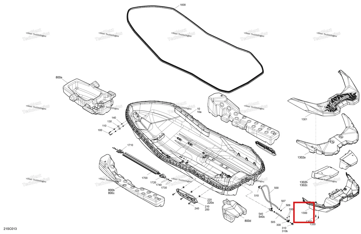 Схема применяемости: Hull Extension чёрный модель 3 UP Sea-Doo Spark 900 HO ACE (2018) (292002010)