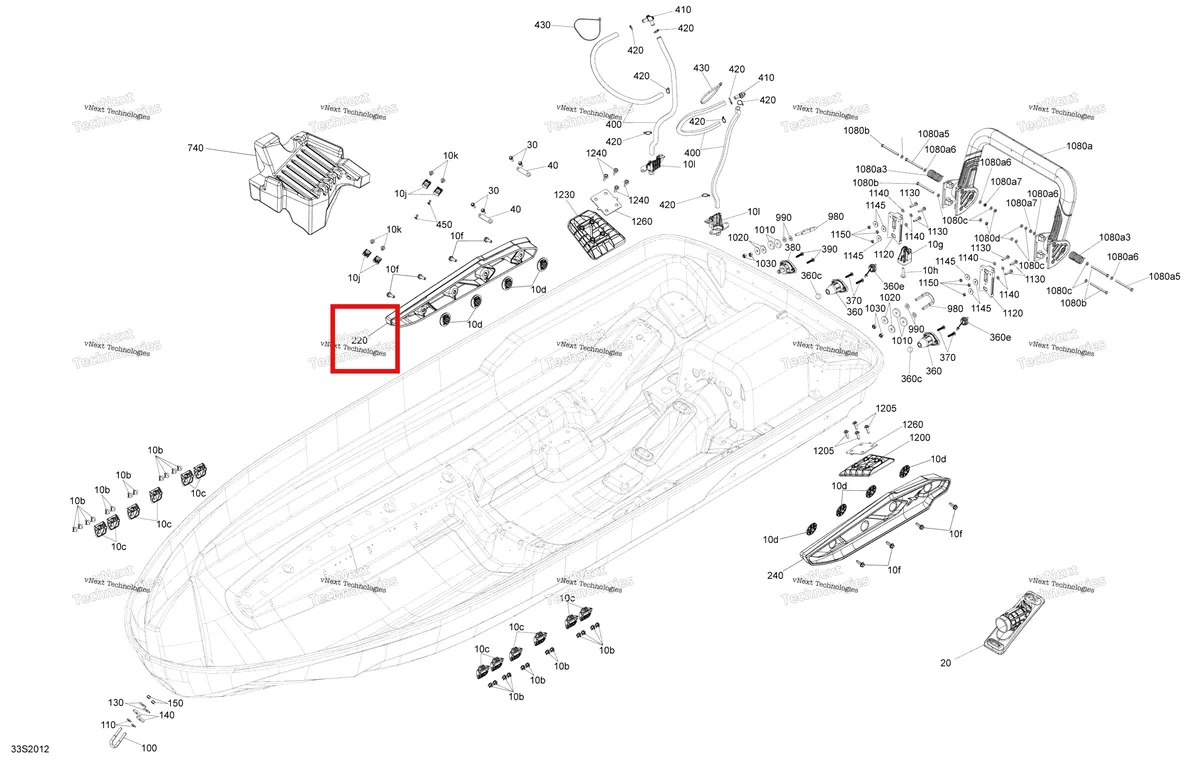 Деталь 292002035 на схеме узла 2020 Sea-Doo RXT 300 Hull Extension And Ladder