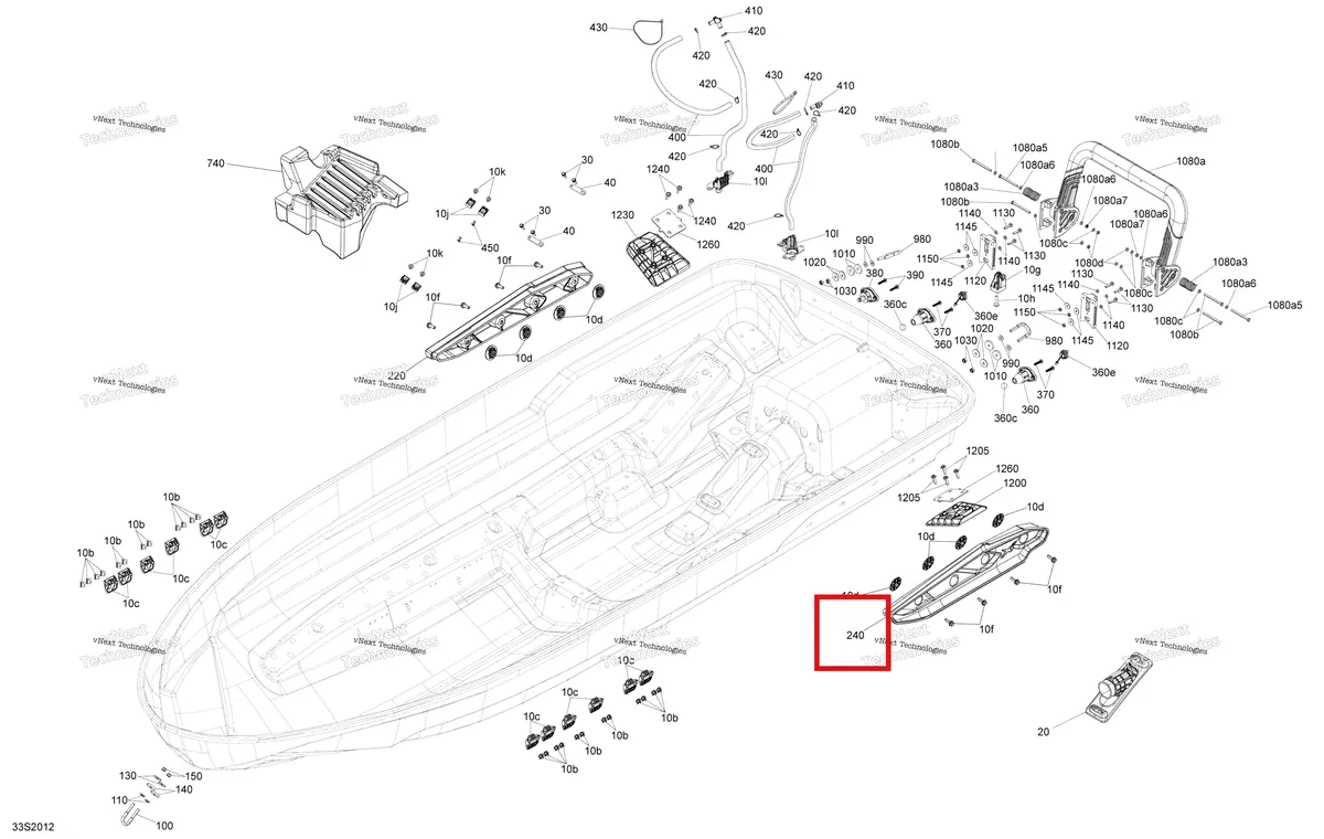Деталь 292002036 на схеме узла 2020 Sea-Doo RXT 300 Hull Extension And Ladder