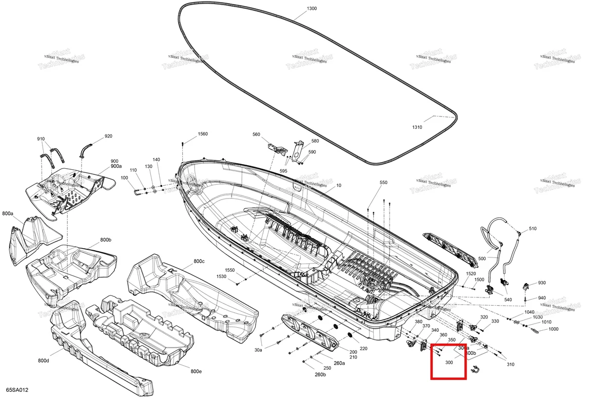 Схема применяемости: Hull слив в сборе включает 360 to 360 b Sea-Doo RXT 300 (2018) (292002097)