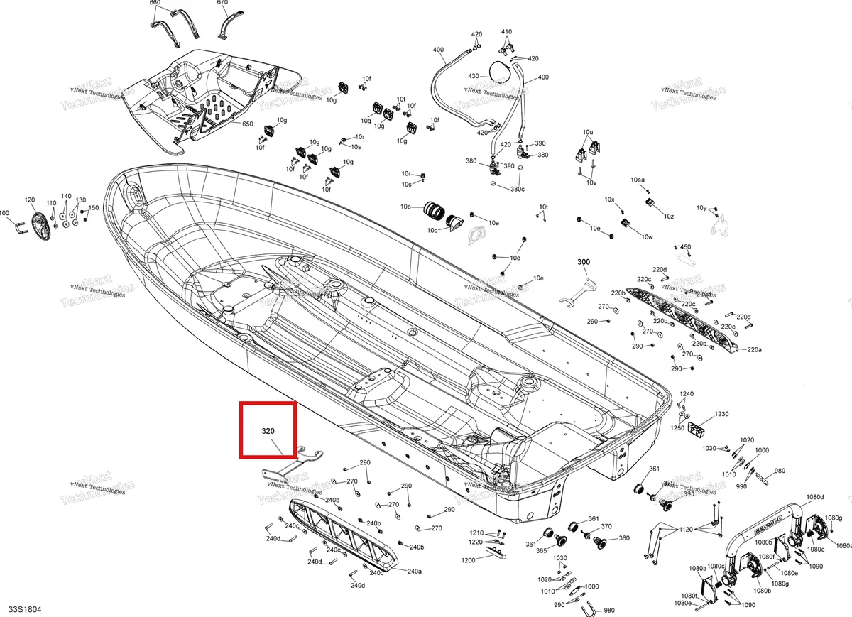 Деталь 292002163 на схеме узла 2018 Sea-Doo GTI 155 Hull Gti
