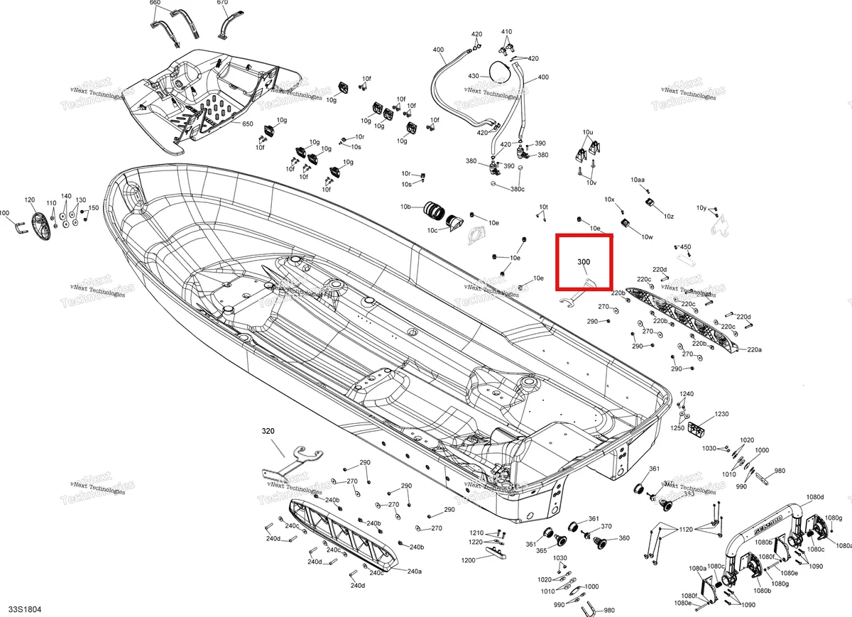 Деталь 292002164 на схеме узла 2018 Sea-Doo GTI 155 Hull Gti