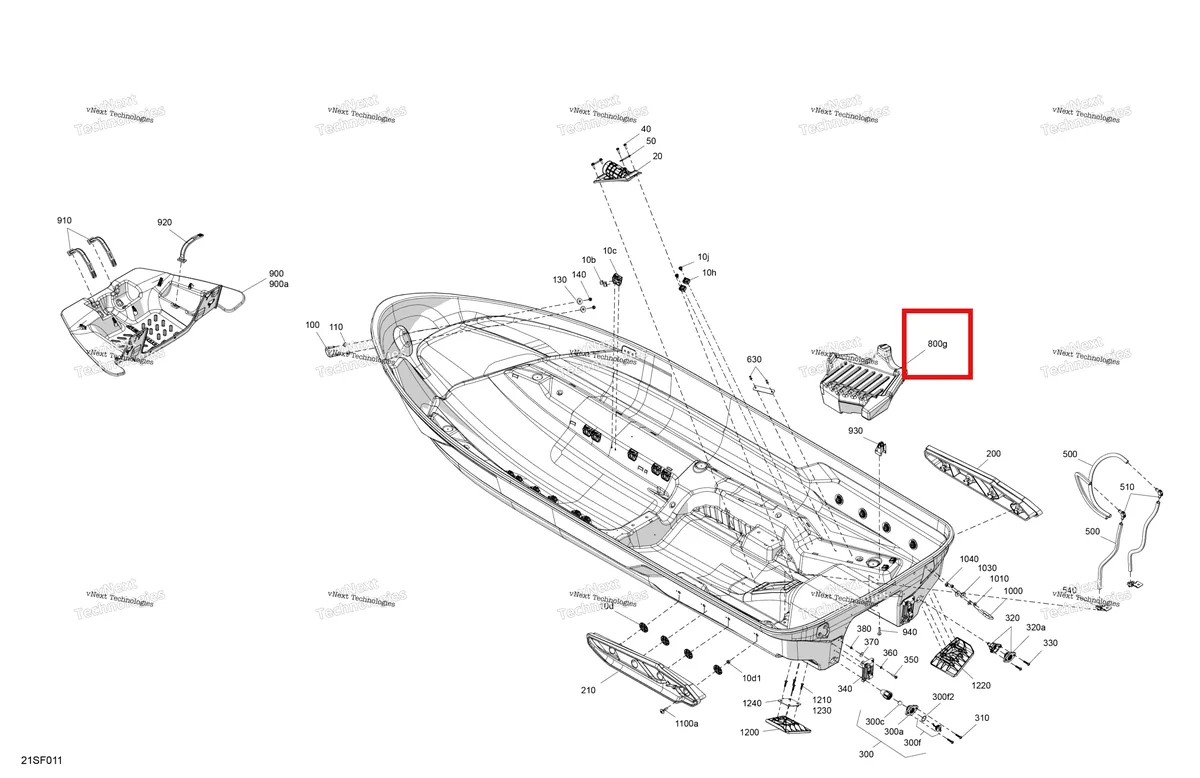 Деталь 292002301 (Поплавок Hull Sea-Doo RXP 325 X (2026) (292002301)) на схеме узла 2026 Sea-Doo RXP - 325 - X - 23TG - Ice Metal Body - Hull
