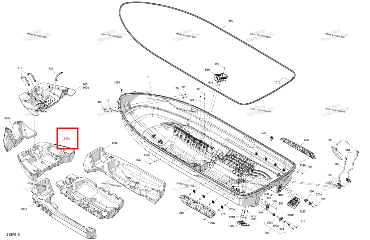 Деталь 292002399 (Поплавок Hull передний Sea-Doo GTR 300 X (2026) (292002399)) на схеме узла 2026 Sea-Doo GTI - 170 - SE - 30TF - Teal Blue Metalic Body - Hull