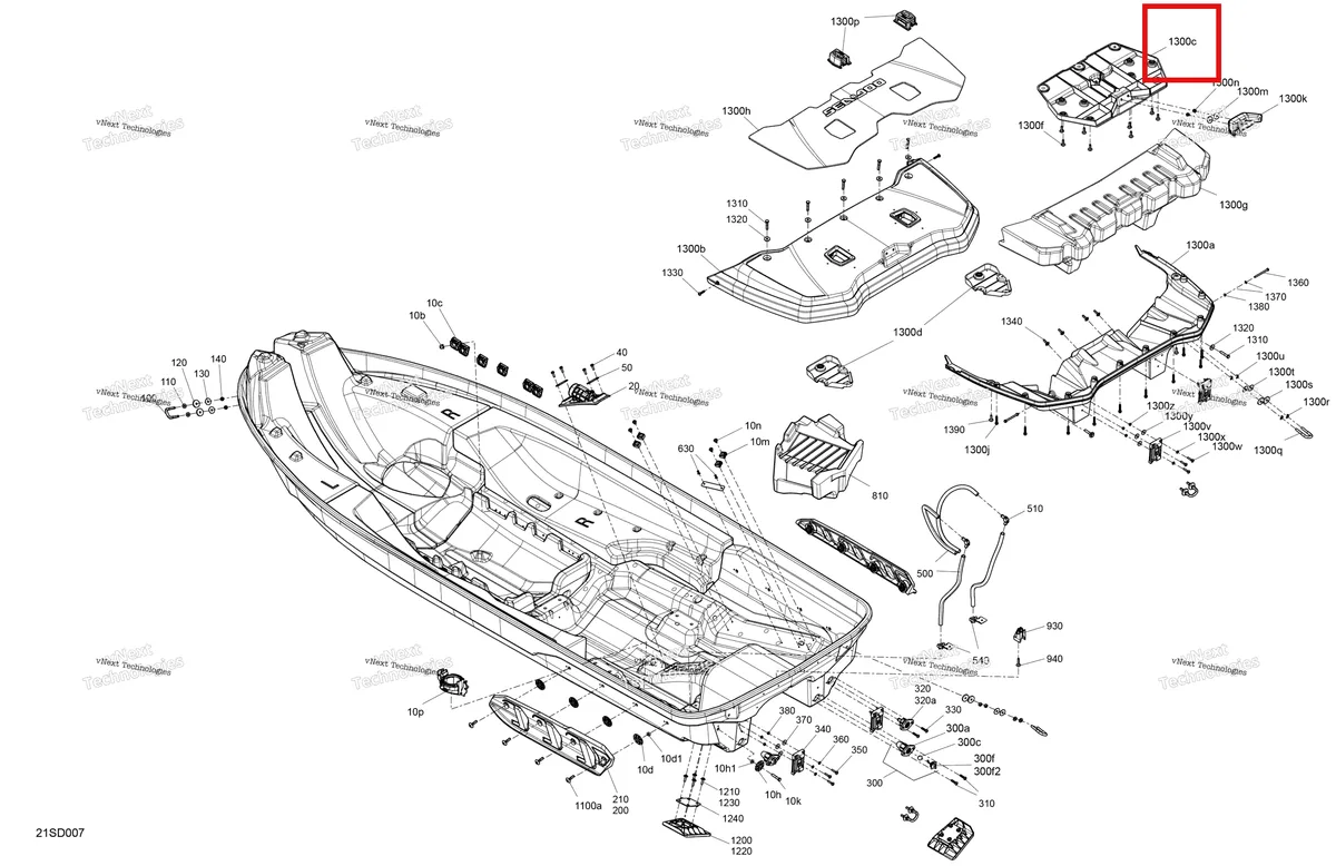 Деталь 292002528 на схеме узла 2024 Sea-Doo EXPLORER 230 - 17RC - Iceland Grey - Audio Body - Hull