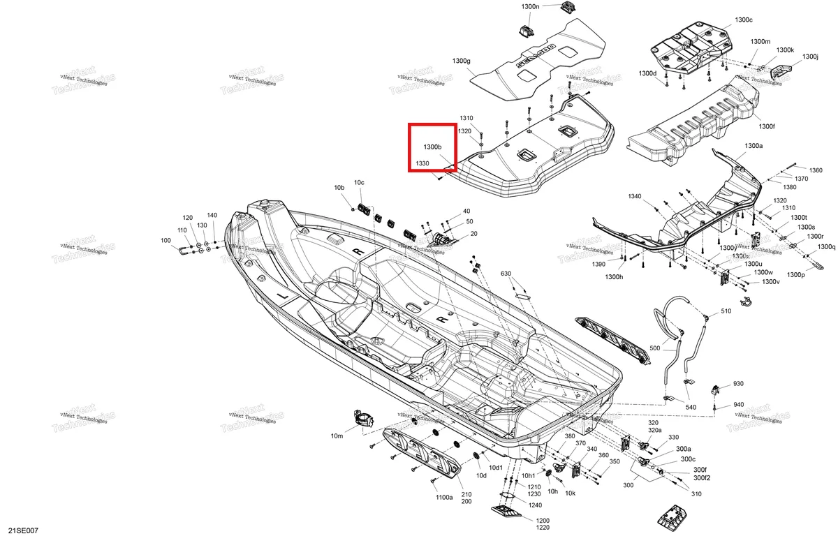 Деталь 292002580 на схеме узла 2025 Sea-Doo FISH PRO SPORT - 170 - Fish - 18SB - Bright White - Audio Body - Hull