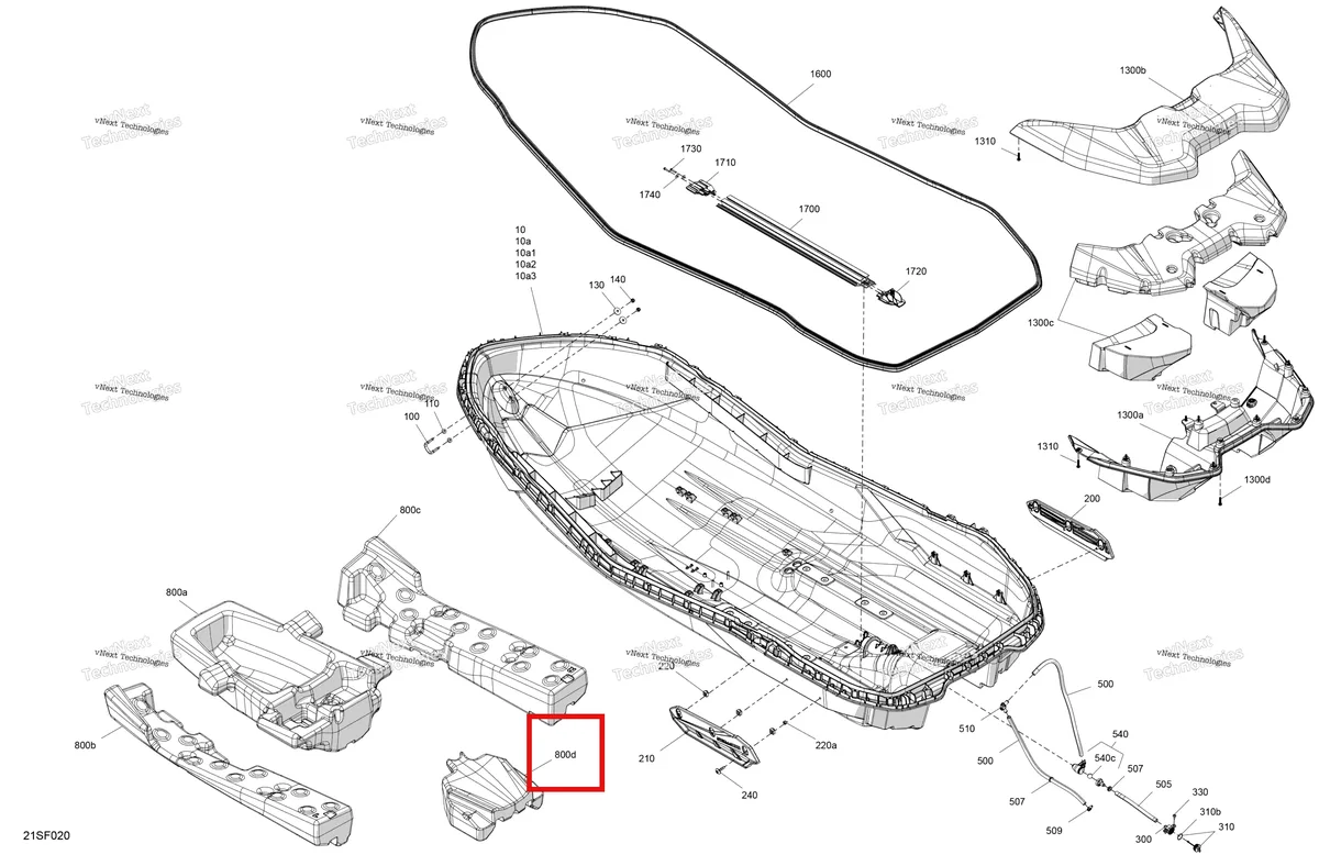 Схема применяемости: Задний Hull поплавок Sea-Doo Spark 900 ACE Base (2026) (292002596)