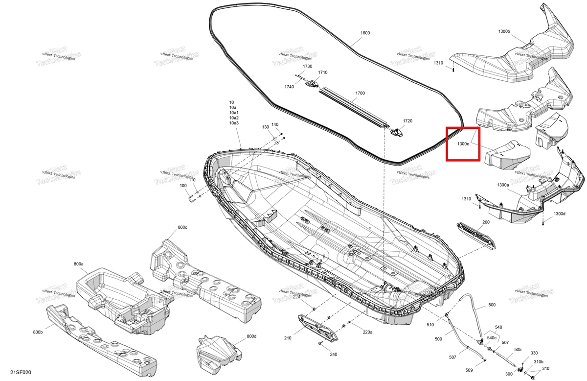 Деталь 292002600 на схеме узла 2026 Sea-Doo SPARK - 900 HO ACE - TRIXX - 66TB - Gulfstream Blue - 3UP Body - Hull