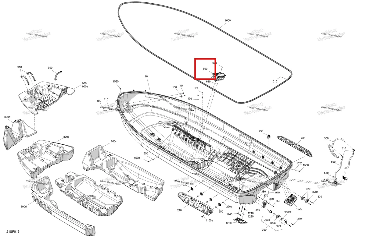 Деталь 292003064 (Аккумулятор опора Sea-Doo GTR 300 X (2026) (292003064)) на схеме узла 2026 Sea-Doo GTI - 170 - SE - 30TF - Teal Blue Metalic Body - Hull