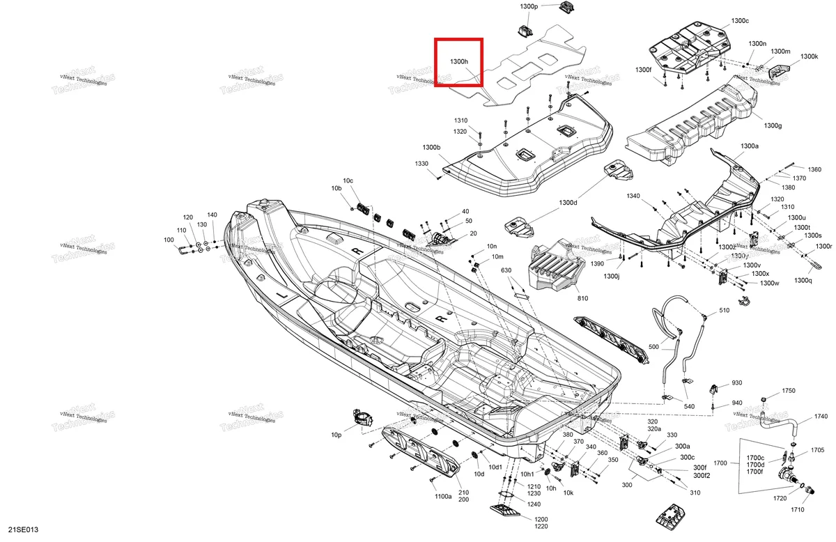 Деталь 292003067 на схеме узла 2025 Sea-Doo FISH PRO APEX - 300 - Fish AP - 27SC - Flint Grey - Audio Body - Hull