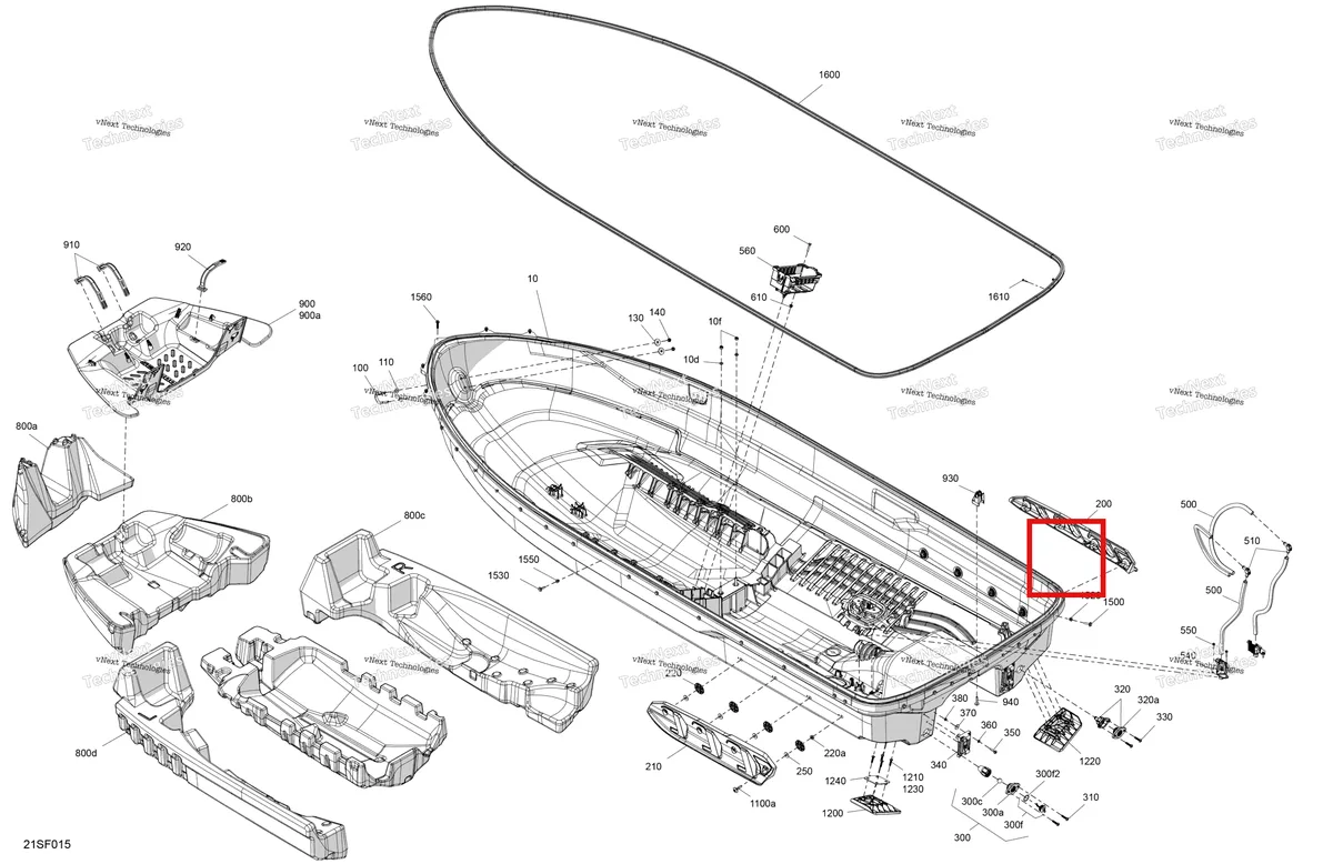 Деталь 292003089 (Hull в сборе включает 10 to 10 f Sea-Doo GTR 300 X (2026) (292003089)) на схеме узла 2026 Sea-Doo GTI - 130 - STD - 38TB - Bright White Body - Hull