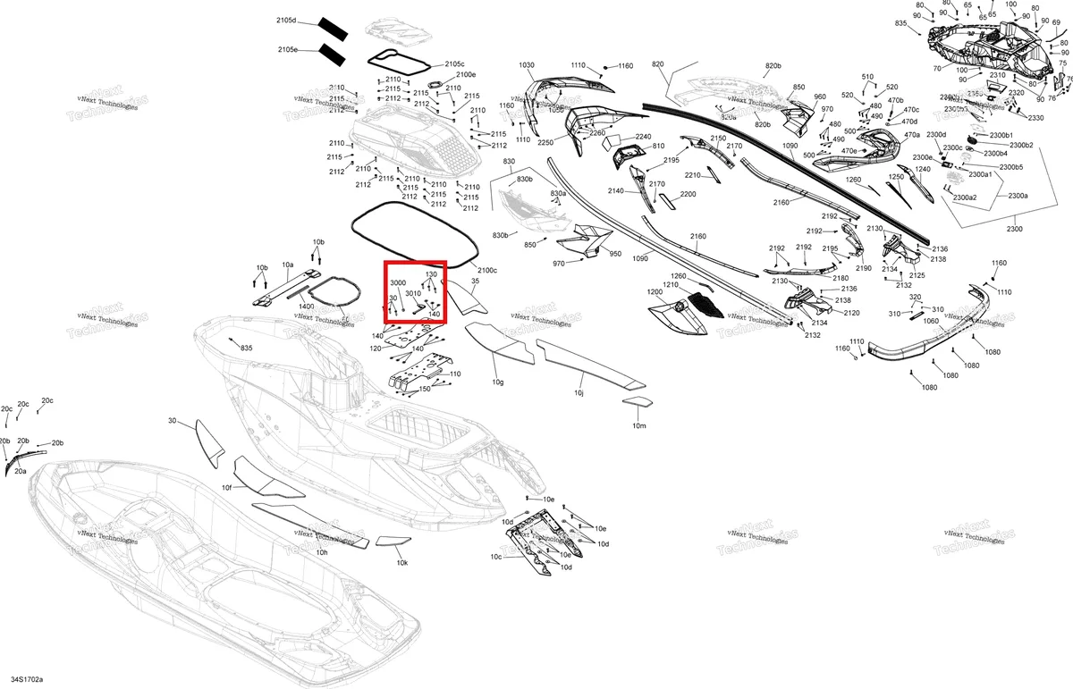 Схема применяемости: Крышка Sea-Doo RXT (2016) (293000118)