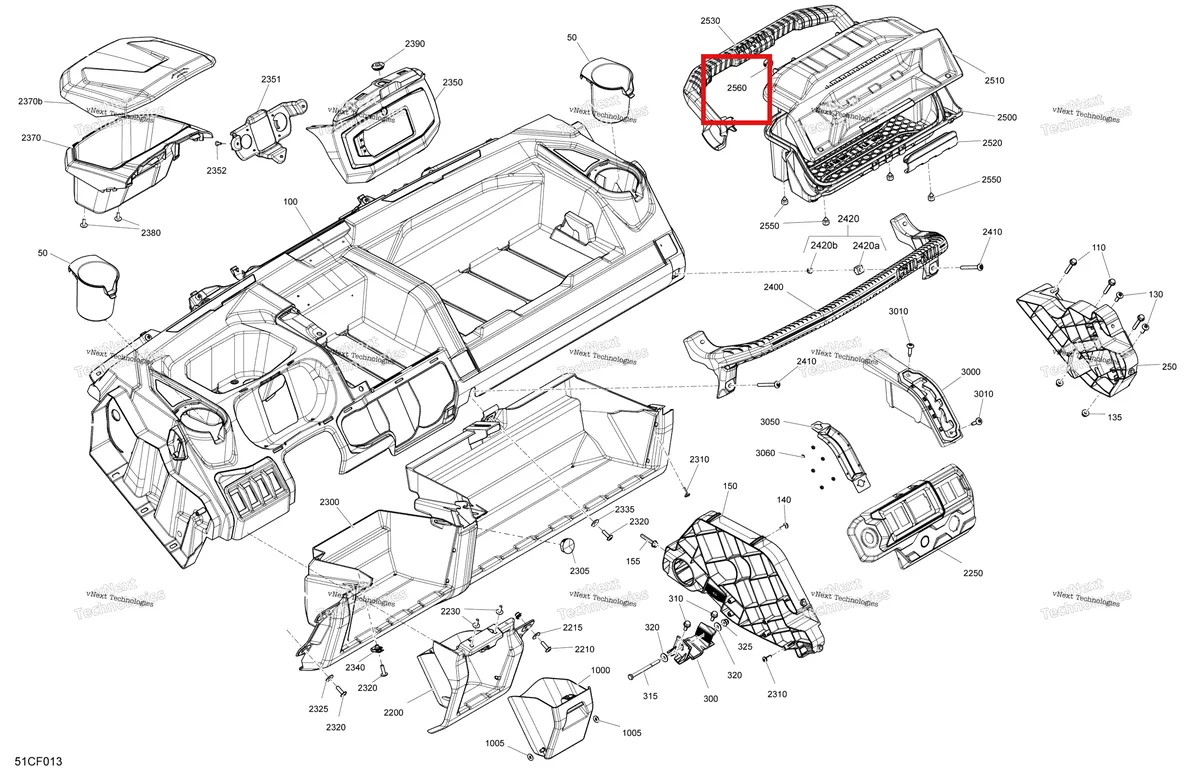 Деталь 293000120 на схеме узла 2026 Can-Am Defender - HD7 - XT - 7ETF - Dark Wildland Camo - 62