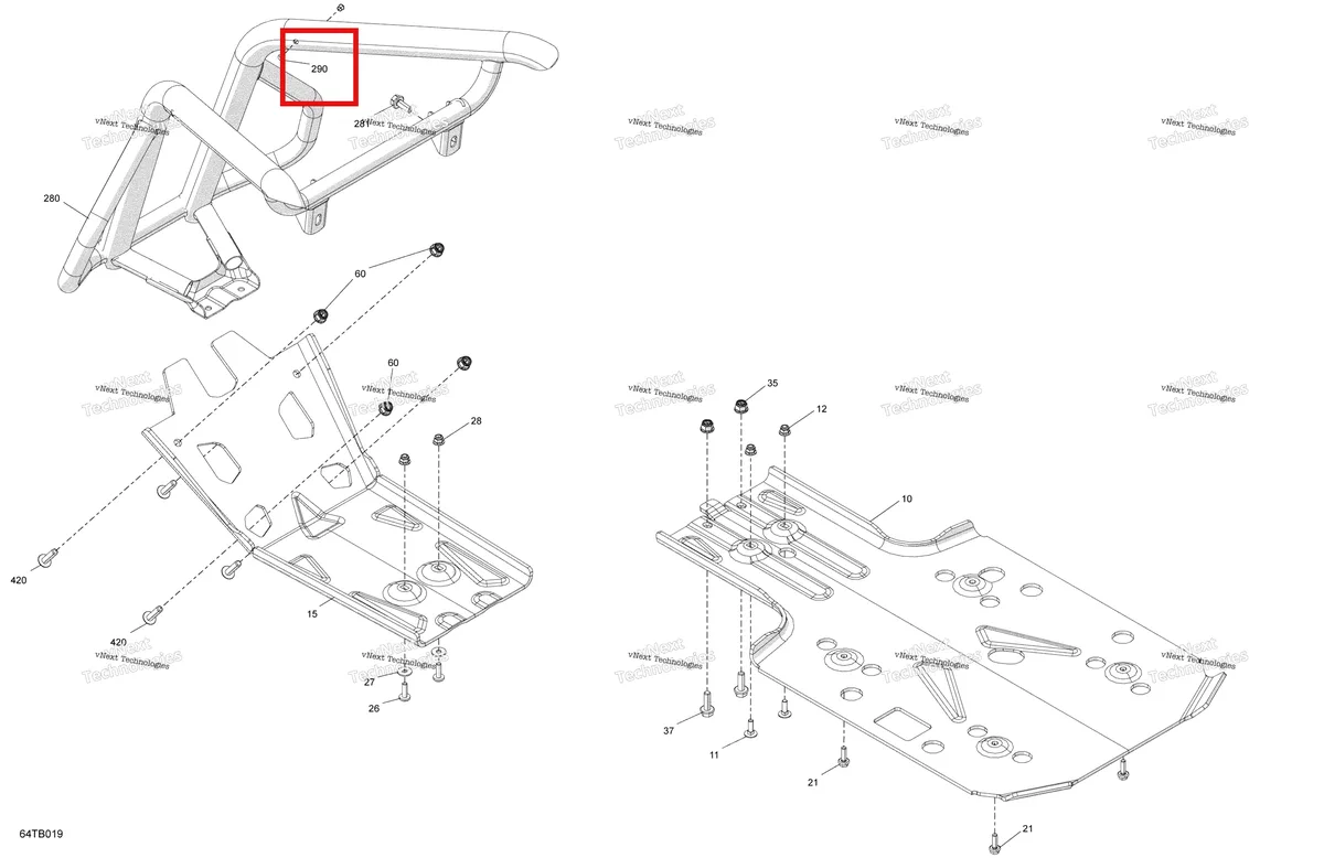 Деталь 293000121 на схеме узла 2022 Can-Am Renegade 1000R EFI - XMR - CE Body - Skid Plate And Bumper