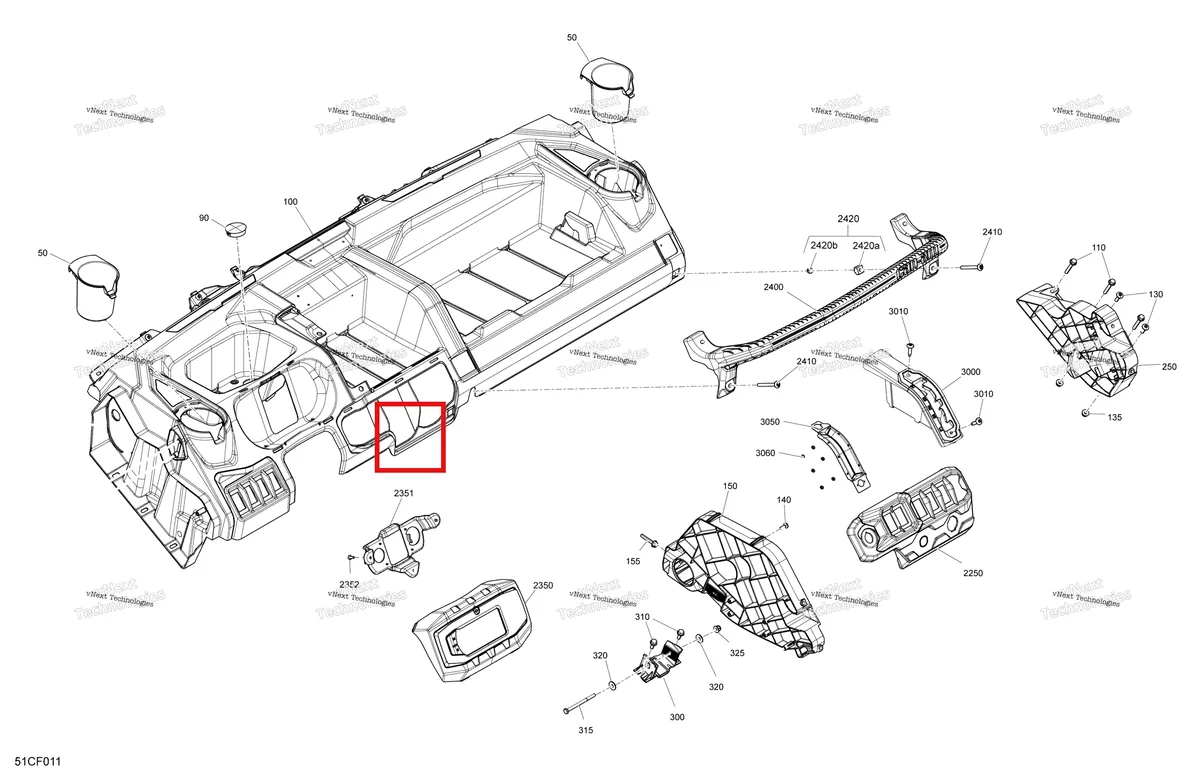 Деталь 293000126 на схеме узла 2026 Can-Am Defender - HD7 - BASE - 6XTC - Compass Green - 62