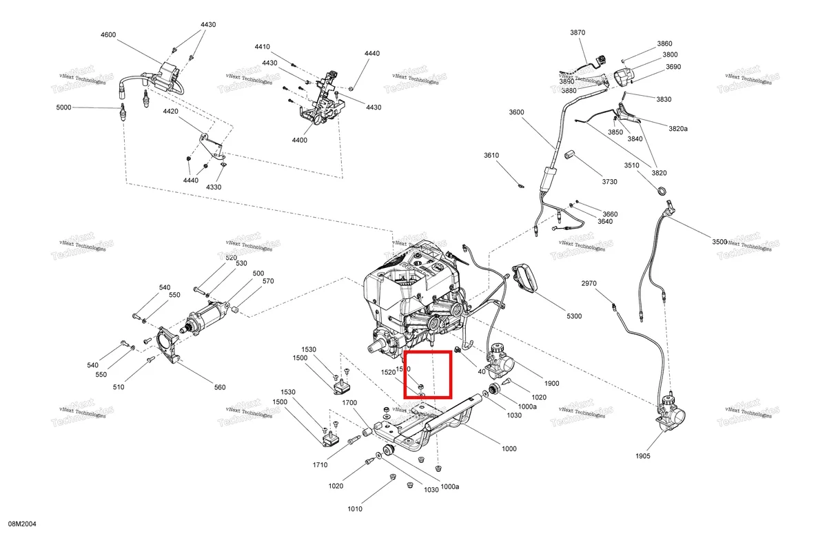 Деталь 293100003 (Деталь Weld Nut A2) на схеме узла 2020 Ski-Doo EXPEDITION SPORT 550F Engine - System