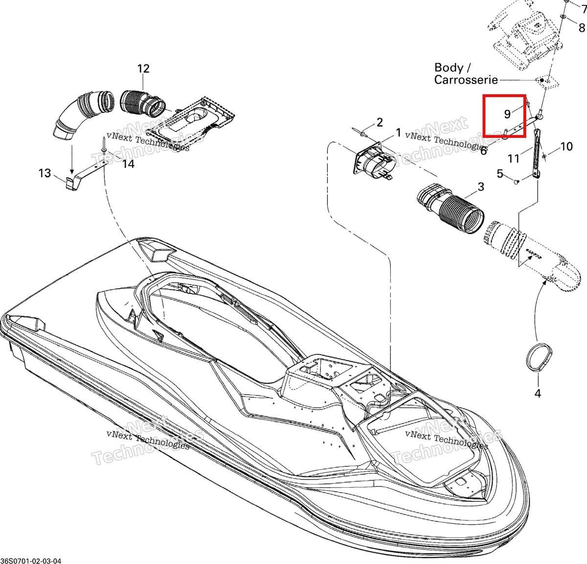Деталь 293150026 на схеме узла 2007 Sea-Doo GTX LTD Ventilation
