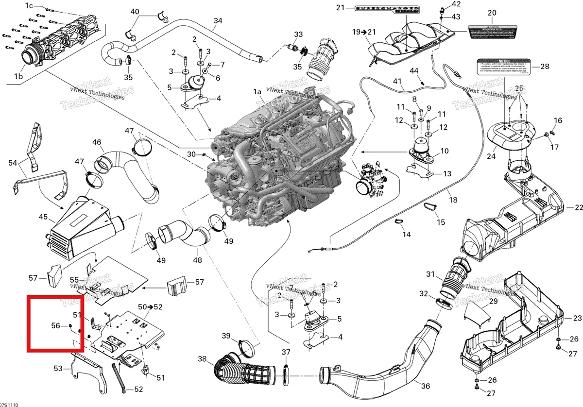 Деталь 293150039 на схеме узла 2011 Sea-Doo RXP-X 255 & RS Engine And Air Intake Silencer