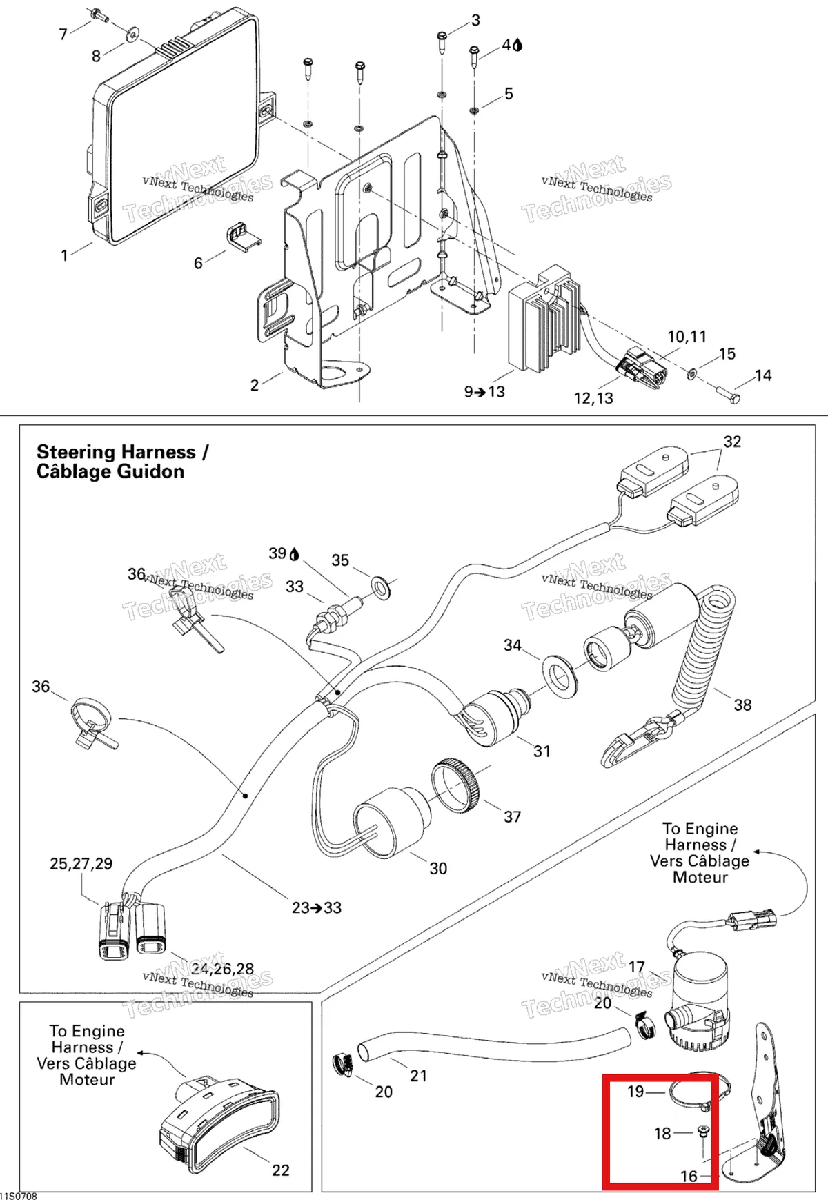 Деталь 293150059 на схеме узла 2007 Sea-Doo 3D 947 DI Electrical Accessories