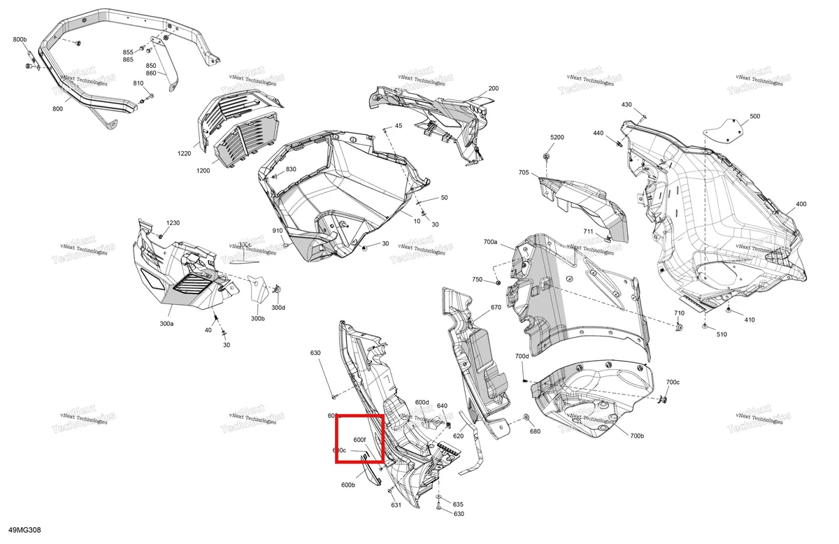 Деталь 293150103 (хомут) на схеме узла 2027 Ski-Doo EXPEDITION - LE - 600R E-TEC - ABVC - Neo Yellow - 24X154X1.5CST Track Body - Bottom Pan