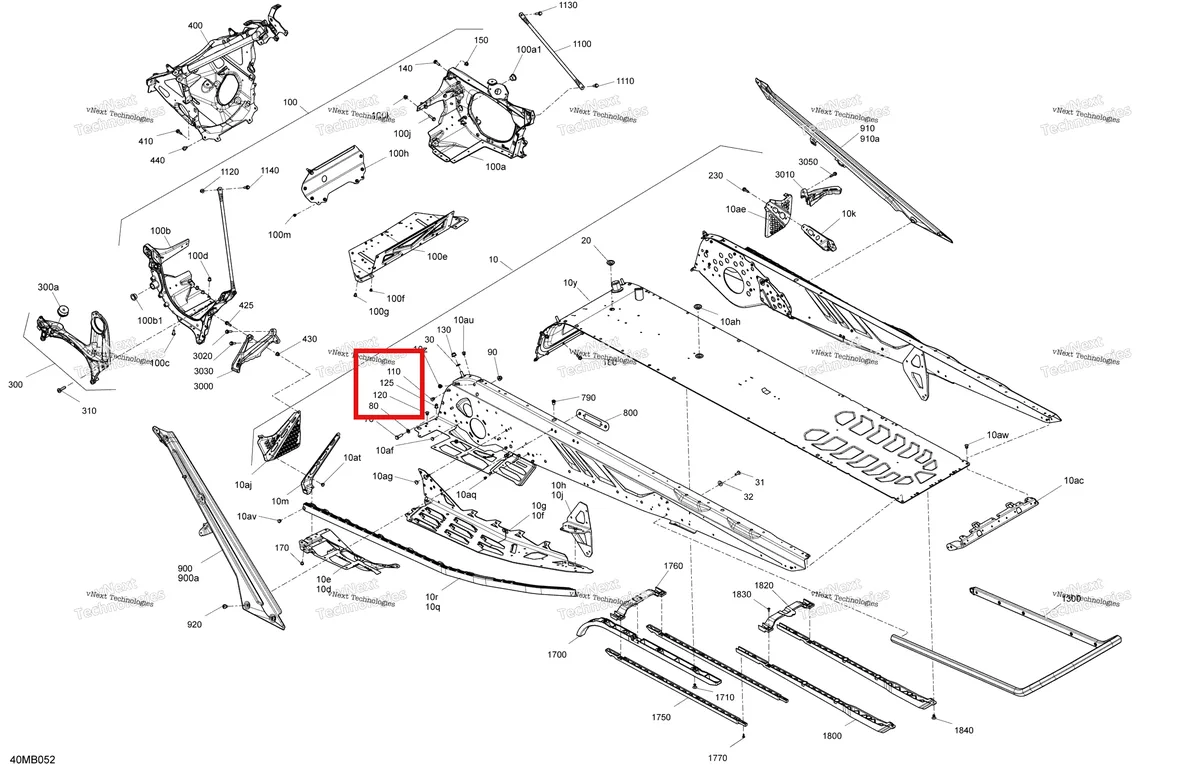 Деталь 293150120 (заклёпка) на схеме узла 2022 Ski-Doo BACKCOUNTRY 146 850 E-TEC - XRS Frame - System