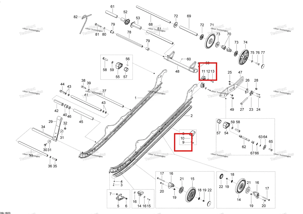 Деталь 293150142 (заклёпка) на схеме узла 2018 Ski-Doo TUNDRA WT 550F Rear Suspension Tundra Wt
